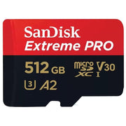 SanDisk SDSQXCD-512G-GN6MA Extreme PRO Scheda microSDXC 512 GB UHS-I U3 V30 A2 con Adattatore SD colore Nero Rosso