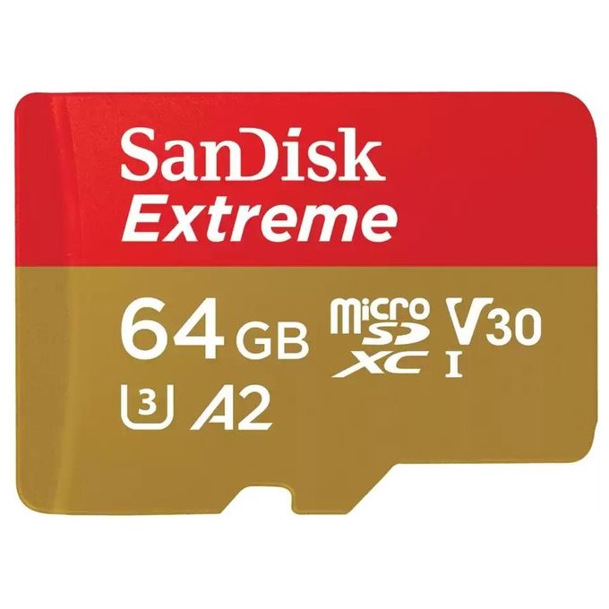 SanDisk SDSQXAH-064G-GN6MA Extreme MicroSDXC 64 GB UHS-I Classe 10 V30 A2 colore Oro Rosso