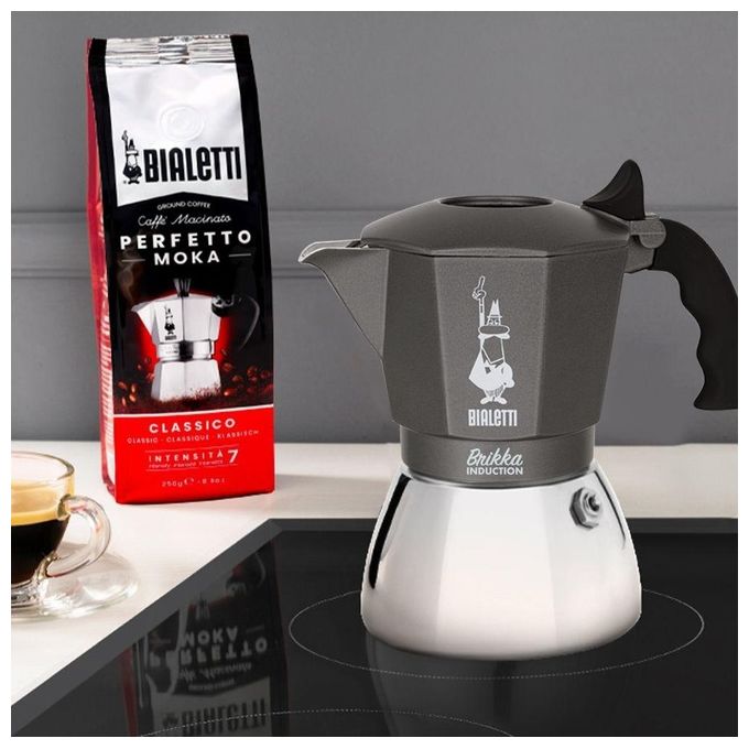 Bialetti 0007317 Brikka Induction Caffettiera Moka 4 tazze per induzione colore Nero