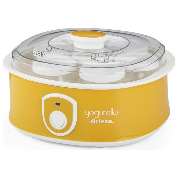 Ariete 617 Yogurella Yogurtiera Elettrica con 7 Vasetti in Vetro Capacita' 1,3 Kg 20W Bianco-Giallo