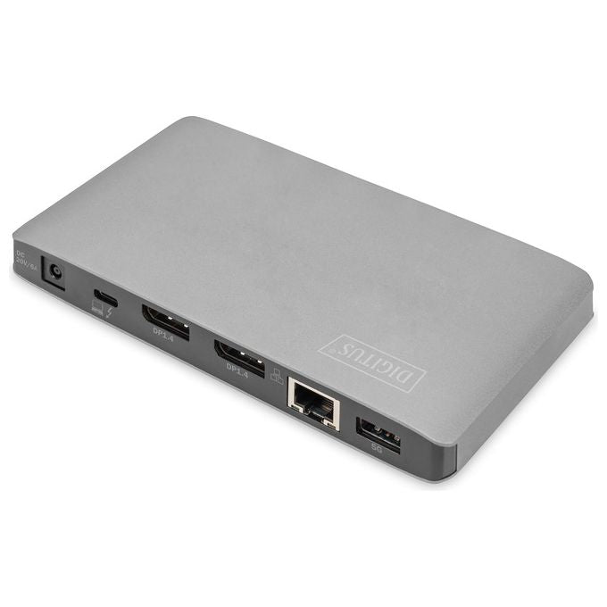 Digitus DA-70895 Docking Station Thunderbolt 3 10 Porte 2x DisplayPort 8K@30Hz 40 Gbps 3x USB 3.0 Gigabit LAN Lettore SD Micro SD Power Delivery 60W colore Grigio