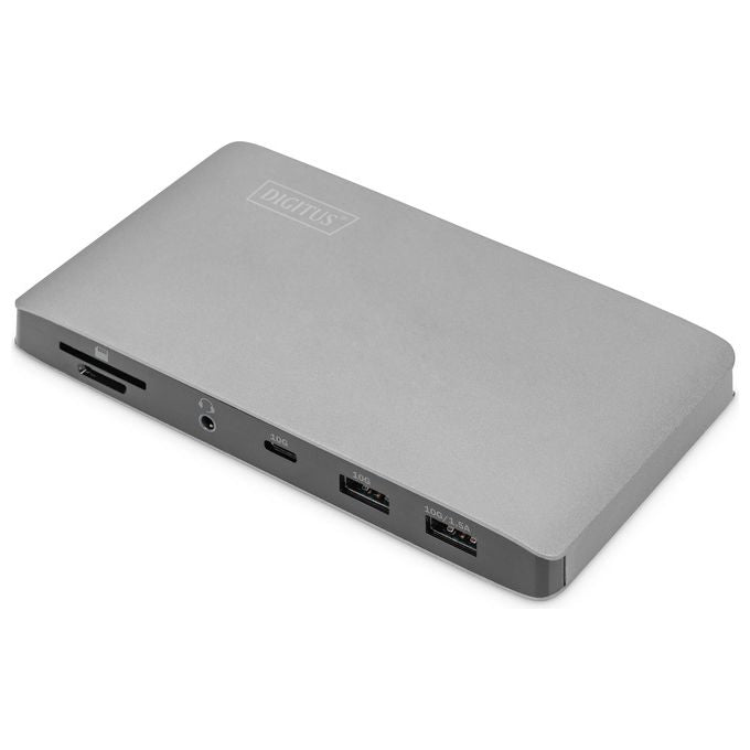 Digitus DA-70895 Docking Station Thunderbolt 3 10 Porte 2x DisplayPort 8K@30Hz 40 Gbps 3x USB 3.0 Gigabit LAN Lettore SD Micro SD Power Delivery 60W colore Grigio