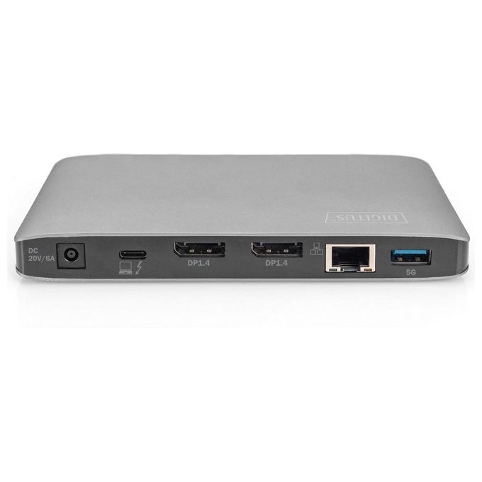 Digitus DA-70895 Docking Station Thunderbolt 3 10 Porte 2x DisplayPort 8K@30Hz 40 Gbps 3x USB 3.0 Gigabit LAN Lettore SD Micro SD Power Delivery 60W colore Grigio
