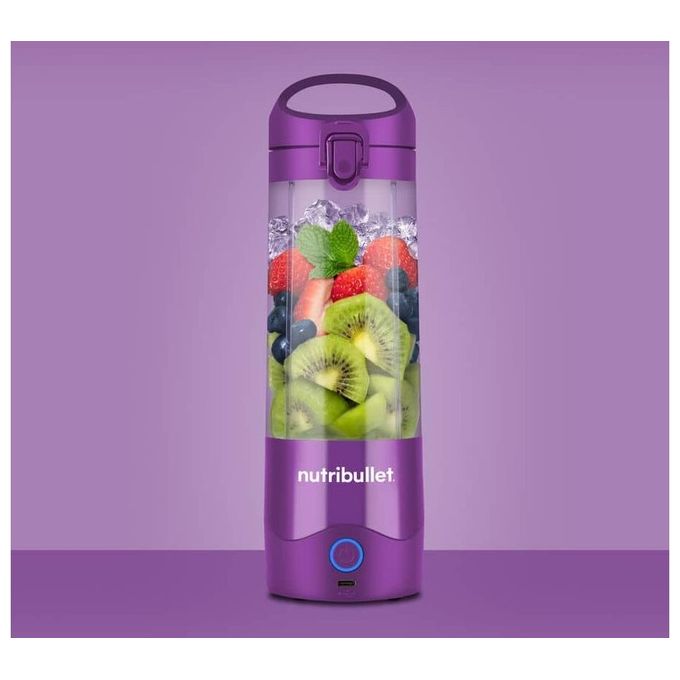 NutriBullet NBP003PU Frullatore Portatile 475 ml Lame Acciaio Inox Tritaghiaccio Batteria 2000 mAh Ricarica USB-C colore Viola