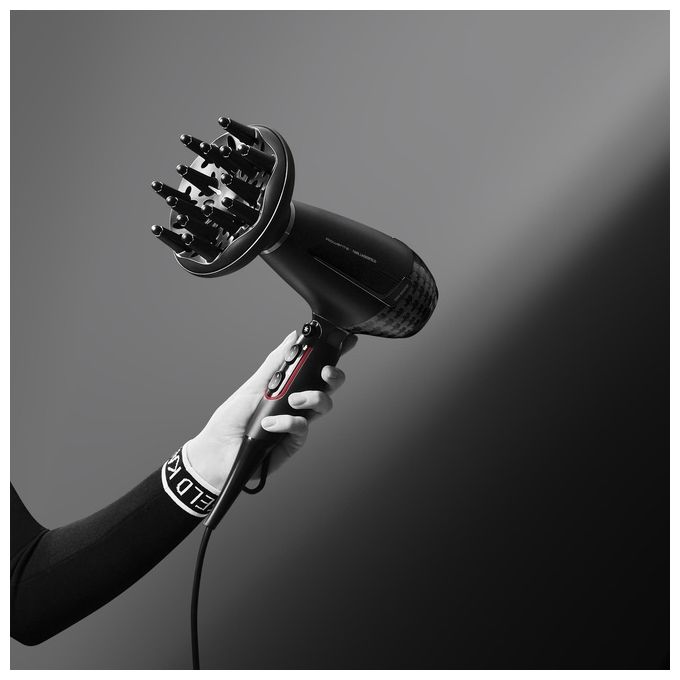 Rowenta CV887L K-Pro Stylist Asciugacapelli 2200W Motore AC Ionico 2 Velocita' 3 Temperature con Diffusore e Concentratore colore Nero