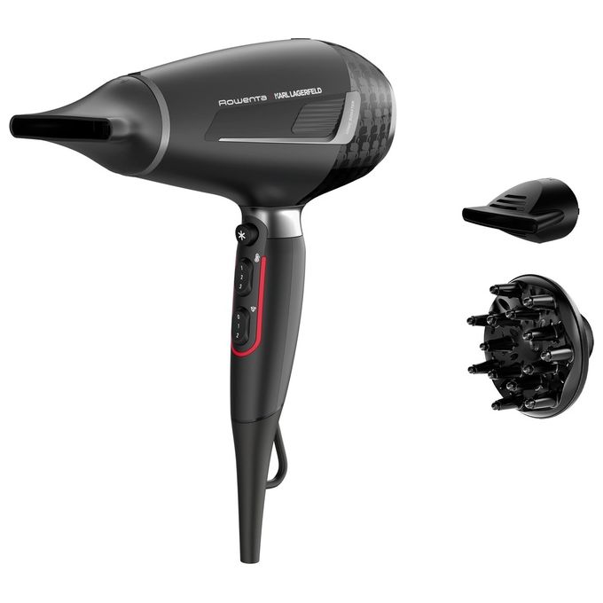 Rowenta CV887L K-Pro Stylist Asciugacapelli 2200W Motore AC Ionico 2 Velocita' 3 Temperature con Diffusore e Concentratore colore Nero