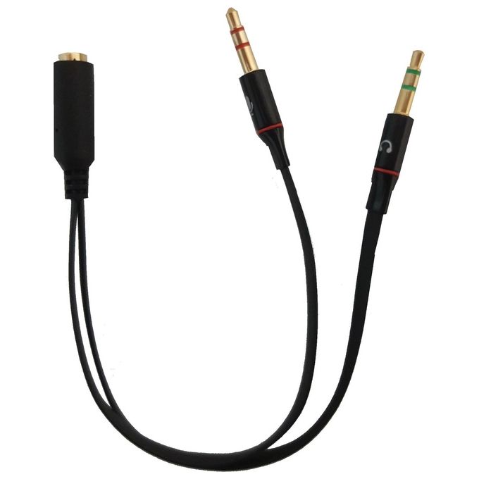 Link LKADAT137 Adattatore Splitter Audio Cuffie e Microfono Jack 3.5mm 1 Femmina 4 Poli 2 Maschio Stereo colore Nero