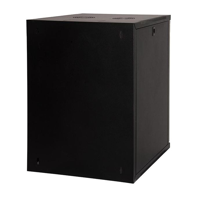 LINK LK1918U66N Armadio Rack 19 Pollici 18 Unita' Montaggio a Muro in Acciaio con Porta in Vetro Temperato Capacita' 45 Kg colore Nero