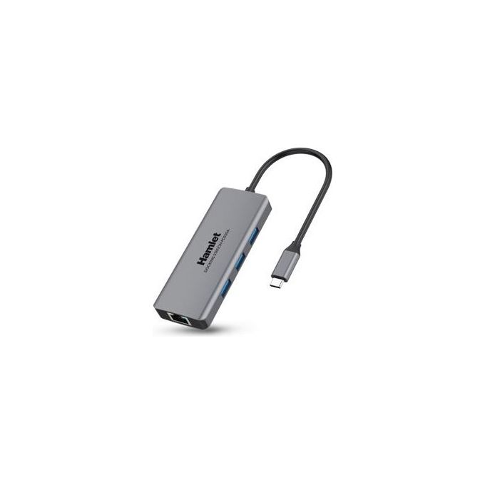 Hamlet HDKC-PD200A Docking Station USB-C Power Delivery 85W 3x USB 3.0 HDMI 4K LAN Gigabit colore Grigio