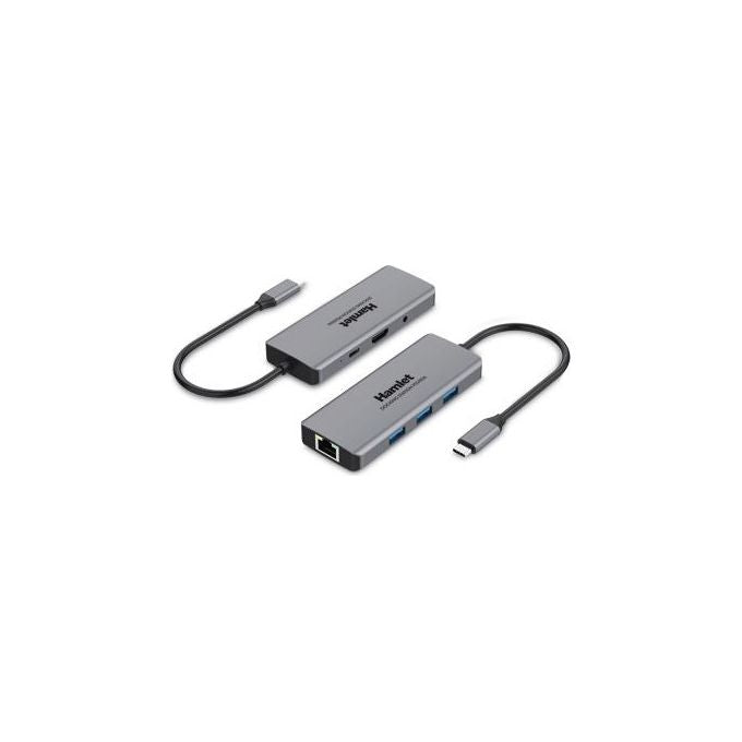 Hamlet HDKC-PD200A Docking Station USB-C Power Delivery 85W 3x USB 3.0 HDMI 4K LAN Gigabit colore Grigio