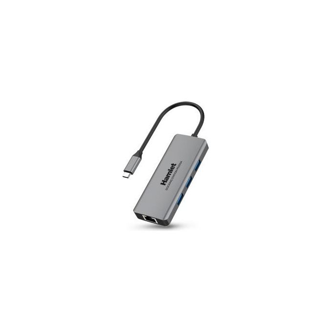 Hamlet HDKC-PD200A Docking Station USB-C Power Delivery 85W 3x USB 3.0 HDMI 4K LAN Gigabit colore Grigio