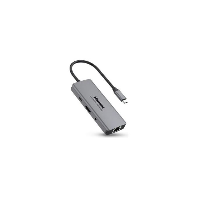 Hamlet HDKC-PD200A Docking Station USB-C Power Delivery 85W 3x USB 3.0 HDMI 4K LAN Gigabit colore Grigio