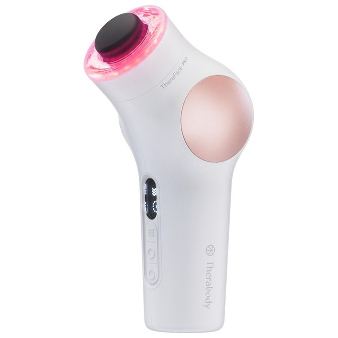 Therabody TF02222-01 TheraFace Pro Dispositivo Multifunzione per la Salute del Viso con Terapia a Percussione Microcorrente LED e Pulizia Profonda colore Bianco