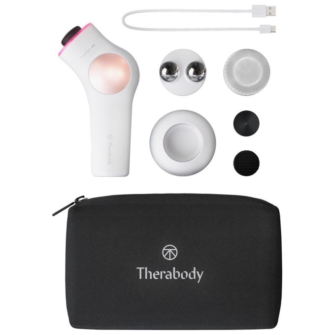 Therabody TF02222-01 TheraFace Pro Dispositivo Multifunzione per la Salute del Viso con Terapia a Percussione Microcorrente LED e Pulizia Profonda colore Bianco