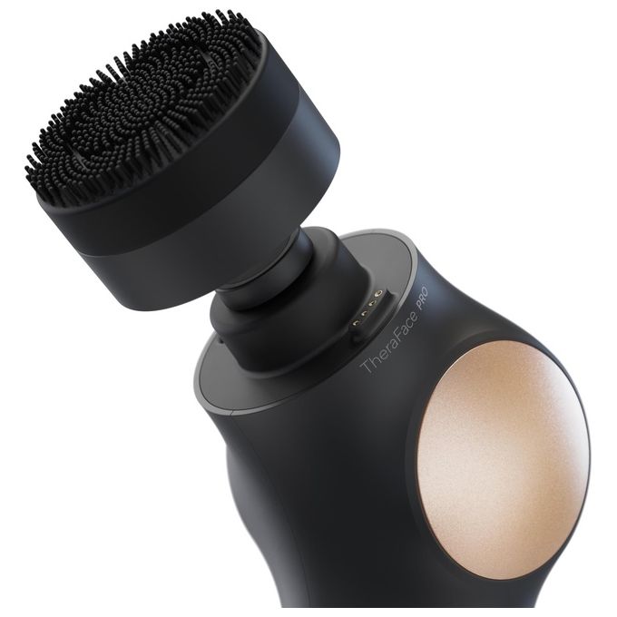 Therabody THERA FACE PRO Dispositivo Multifunzione per Cura del Viso con Microcorrente 3 Livelli Luce LED 3 Accessori Percussivi Gel Conduttore Batteria 120 Minuti colore Nero