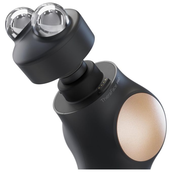 Therabody THERA FACE PRO Dispositivo Multifunzione per Cura del Viso con Microcorrente 3 Livelli Luce LED 3 Accessori Percussivi Gel Conduttore Batteria 120 Minuti colore Nero