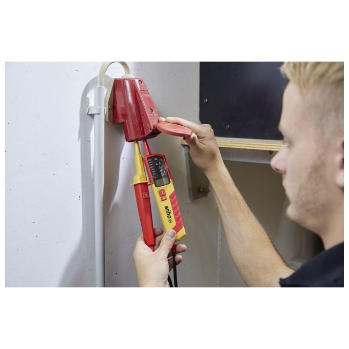 Wiha 45217 Tester di Tensione e Continuita' 0,5 - 1000 V AC CAT IV IP64 con Display LCD e Torcia Integrata colore Rosso Giallo