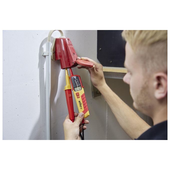 Wiha 45217 Tester di Tensione e Continuita' 0,5 - 1000 V AC CAT IV IP64 con Display LCD e Torcia Integrata colore Rosso Giallo