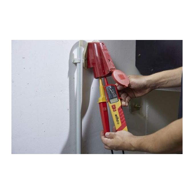 Wiha 45217 Tester di Tensione e Continuita' 0,5 - 1000 V AC CAT IV IP64 con Display LCD e Torcia Integrata colore Rosso Giallo