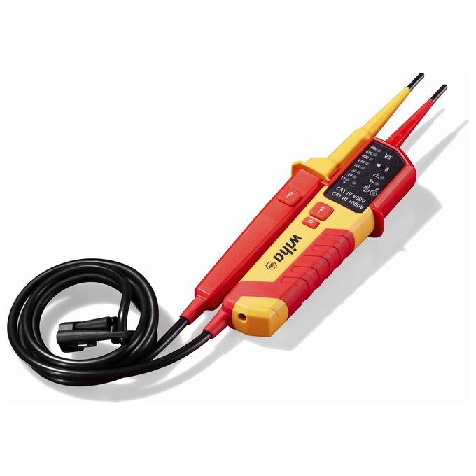 Wiha 45217 Tester di Tensione e Continuita' 0,5 - 1000 V AC CAT IV IP64 con Display LCD e Torcia Integrata colore Rosso Giallo