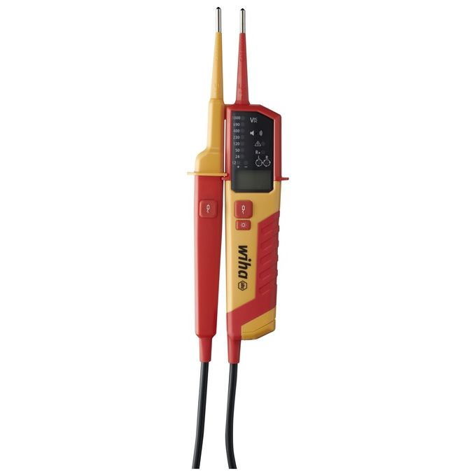 Wiha 45217 Tester di Tensione e Continuita' 0,5 - 1000 V AC CAT IV IP64 con Display LCD e Torcia Integrata colore Rosso Giallo