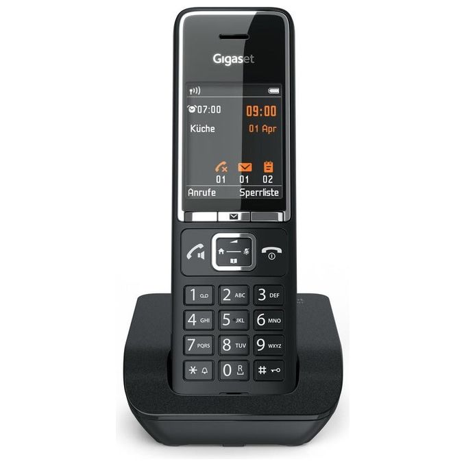 Gigaset S30852-H3001-B104 COMFORT 550 Telefono analogico Cornetta wireless con vivavoce rubrica 200 voci identificatore di chiamata e display TFT 2.2'' colore Nero