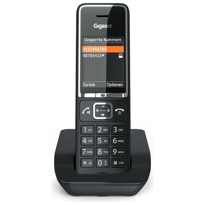 Gigaset S30852-H3001-B104 COMFORT 550 Telefono analogico Cornetta wireless con vivavoce rubrica 200 voci identificatore di chiamata e display TFT 2.2'' colore Nero