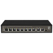LevelOne FGP-1031 Switch di Rete Non Gestito 10 porte 8 PoE 120W 2 Uplink Gigabit RJ45 HiPoE 60W colore Nero