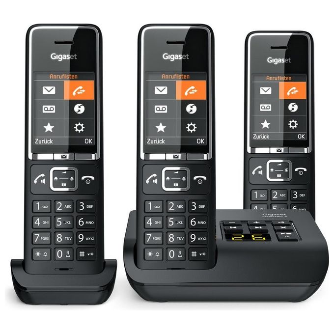 Gigaset L36852-H3021-B114 COMFORT 550A Telefono Cordless Trio Segreteria Vivavoce Display 2.2'' 200 Contatti colore Nero