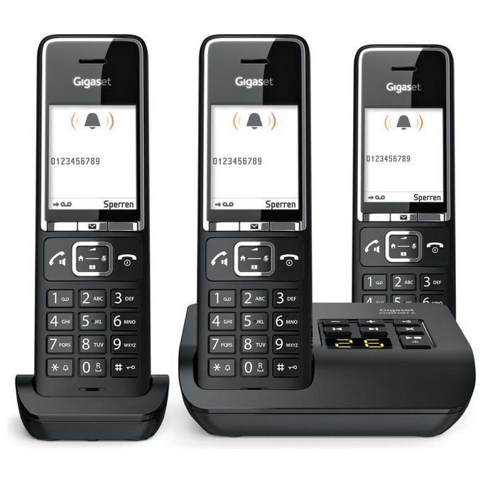 Gigaset L36852-H3021-B114 COMFORT 550A Telefono Cordless Trio Segreteria Vivavoce Display 2.2'' 200 Contatti colore Nero