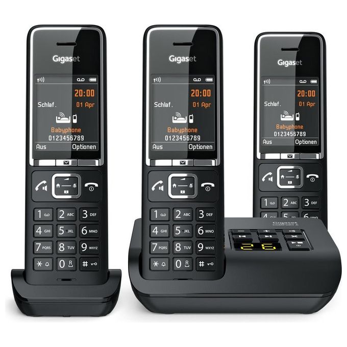 Gigaset L36852-H3021-B114 COMFORT 550A Telefono Cordless Trio Segreteria Vivavoce Display 2.2'' 200 Contatti colore Nero