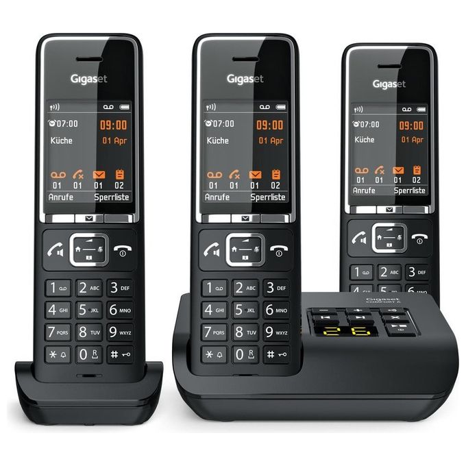 Gigaset L36852-H3021-B114 COMFORT 550A Telefono Cordless Trio Segreteria Vivavoce Display 2.2'' 200 Contatti colore Nero