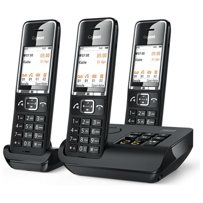 Gigaset L36852-H3021-B114 COMFORT 550A Telefono Cordless Trio Segreteria Vivavoce Display 2.2'' 200 Contatti colore Nero