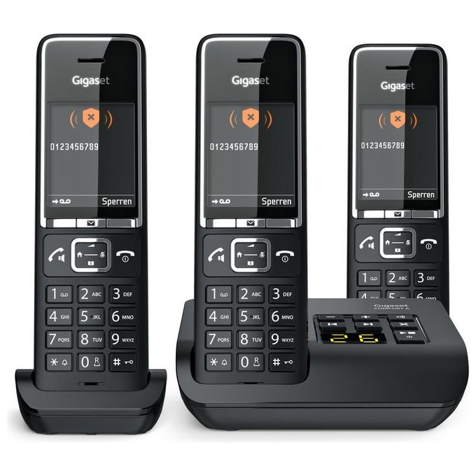 Gigaset L36852-H3021-B114 COMFORT 550A Telefono Cordless Trio Segreteria Vivavoce Display 2.2'' 200 Contatti colore Nero