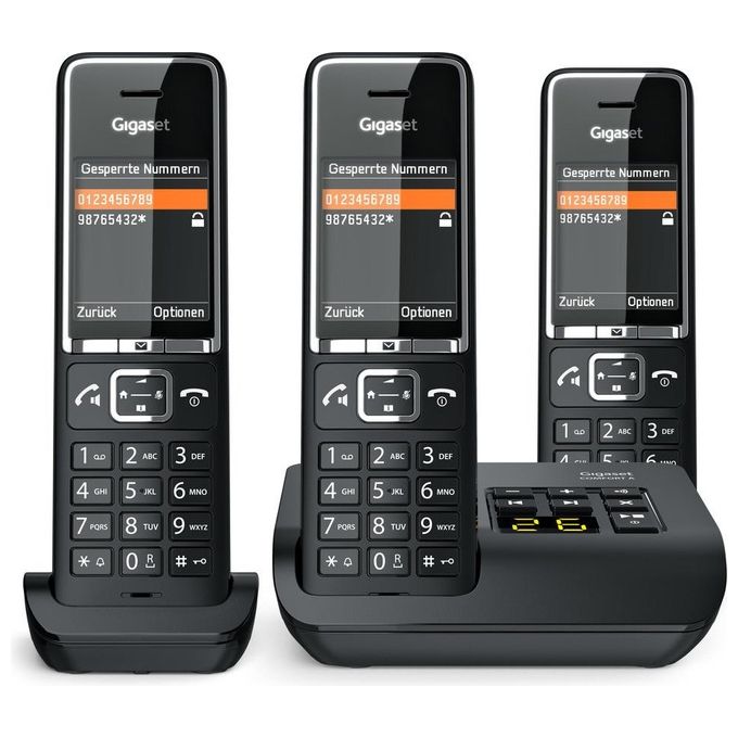 Gigaset L36852-H3021-B114 COMFORT 550A Telefono Cordless Trio Segreteria Vivavoce Display 2.2'' 200 Contatti colore Nero