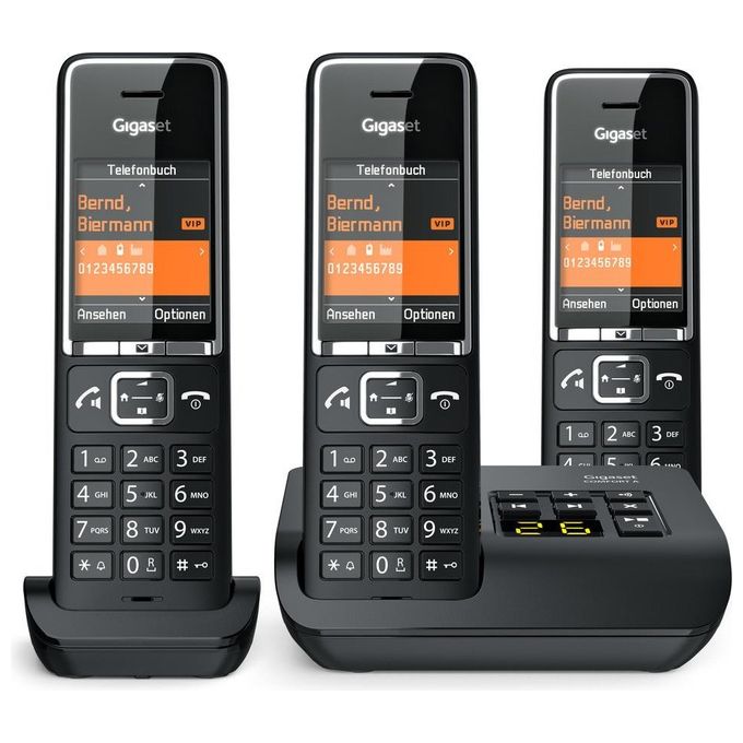 Gigaset L36852-H3021-B114 COMFORT 550A Telefono Cordless Trio Segreteria Vivavoce Display 2.2'' 200 Contatti colore Nero