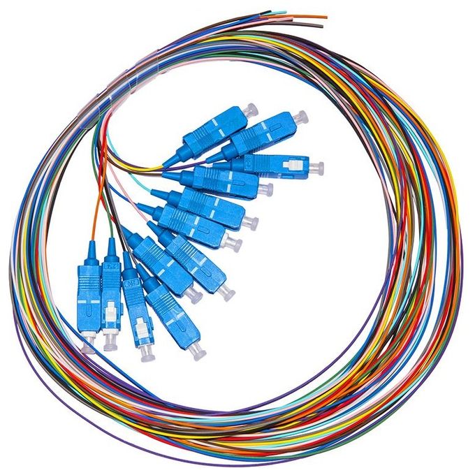 Link set 12 cavi pigtail fibra ottica colorati connettori sc singlemode simplex mt 2