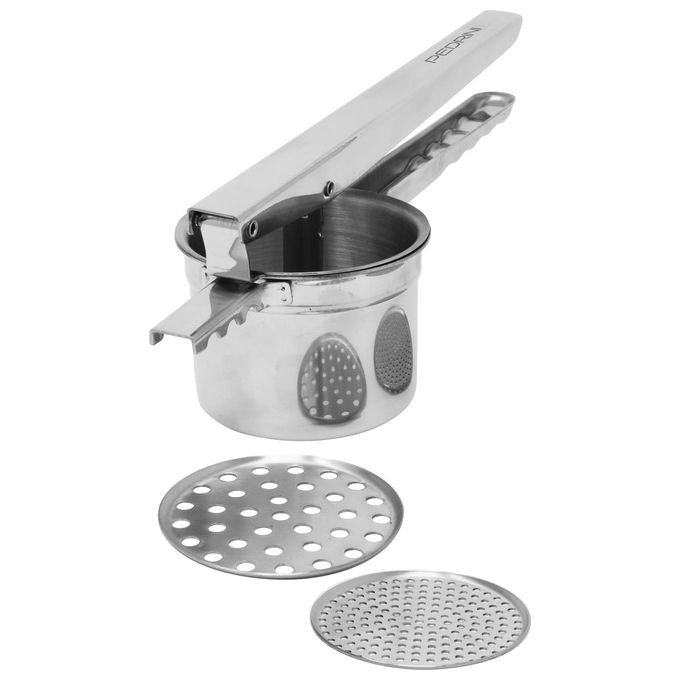 Pedrini 04GD175 Schiacciapatate in Acciaio Inossidabile 2 Dischi Intercambiabili Disco 7 mm Passatelli Disco 3 mm Patate colore Acciaio Inossidabile