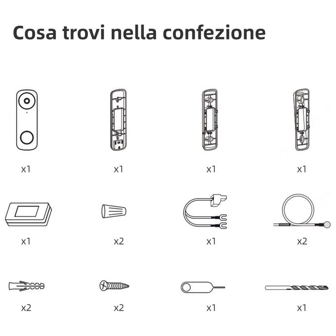 Imou DB61I Videocampanello Cablato 2 fili 5 MP 164° Visione Notturna 5m Wi-Fi Dual Band IP65 colore Bianco