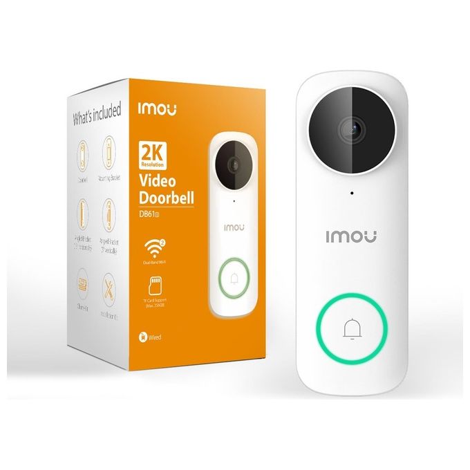 Imou DB61I Videocampanello Cablato 2 fili 5 MP 164° Visione Notturna 5m Wi-Fi Dual Band IP65 colore Bianco
