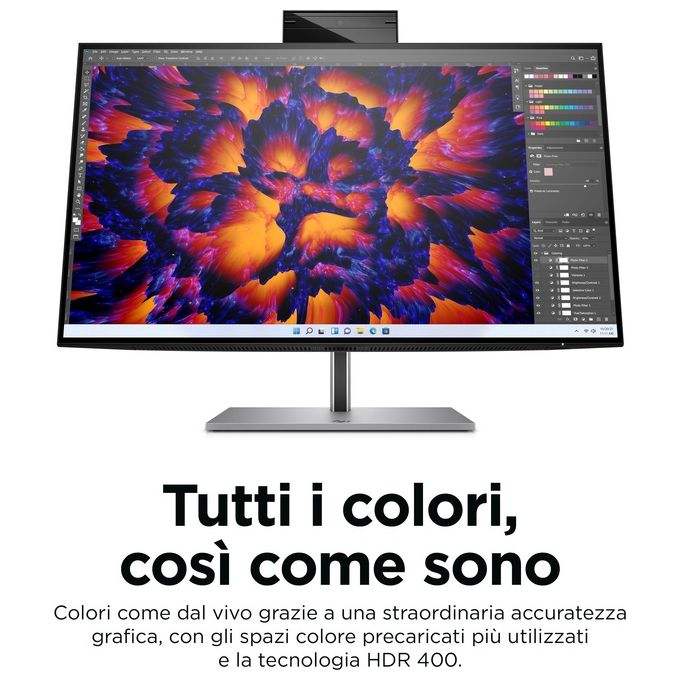 HP 4Q8N9AA Z24m G3 Monitor PC 23.8'' QHD IPS 2560x1440 Webcam 5MP USB-C 100W Hub USB colore Argento