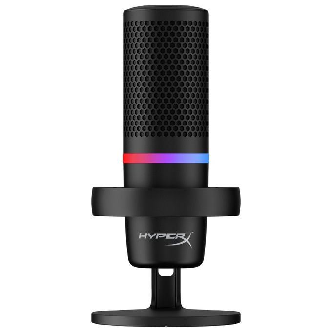 HyperX 4P5E2AA DuoCast Microfono USB Condensatore 24 bit 96 kHz RGB Cardioide Omnidirezionale con Filtro Pop e ShockMount colore Nero