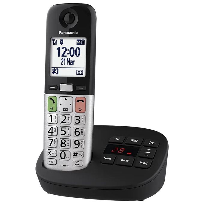 Panasonic KX-TGU430EXB Telefono Cordless DECT Tasti Grandi Segreteria Vivavoce Display 2.4'' colore Nero