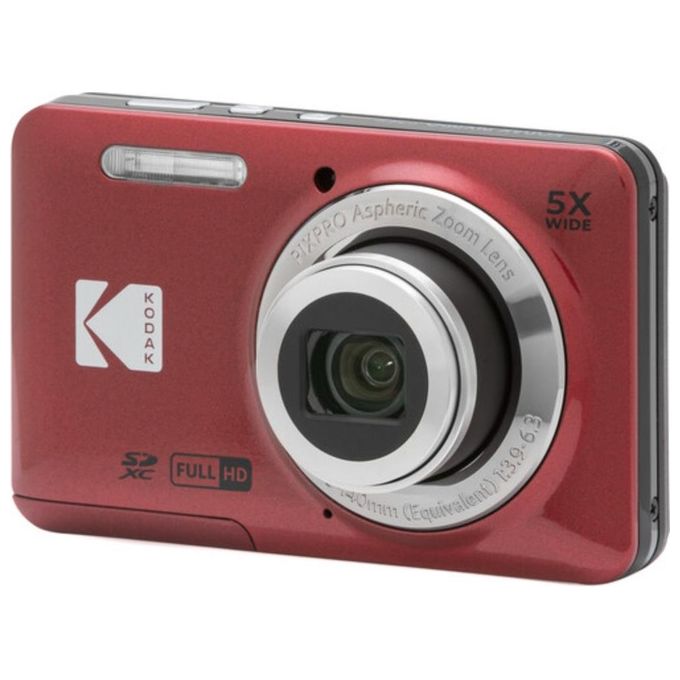 Kodak FZ55RD PIXPRO Fotocamera Compatta 16 MP CMOS Zoom Ottico 5x Grandangolo 28mm Video Full HD 1080p colore Rosso