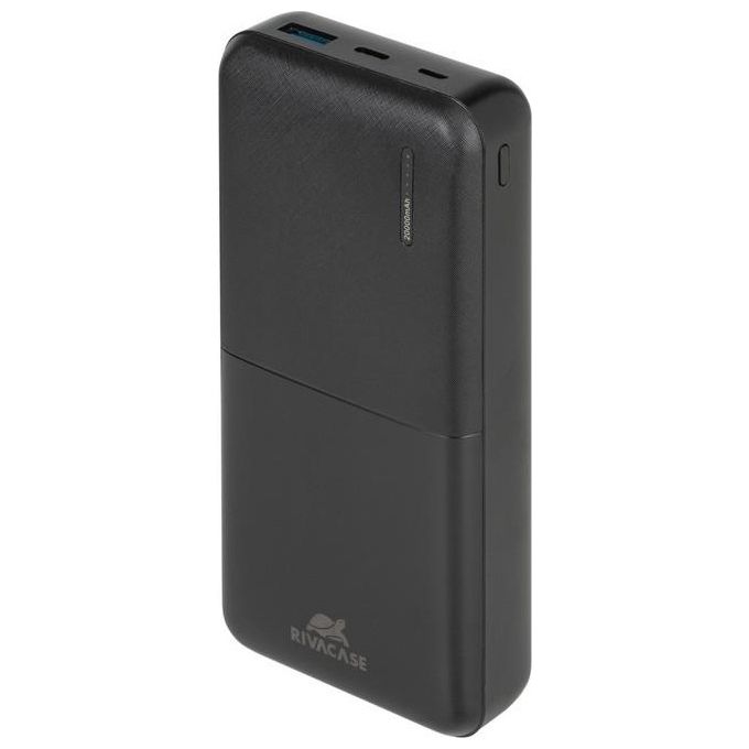Rivacase VA2571 Power Bank Portatile 20000 mAh con Ricarica Rapida QC 3.0 e PD 3.0 Nero