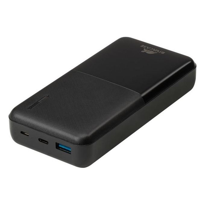 Rivacase VA2571 Power Bank Portatile 20000 mAh con Ricarica Rapida QC 3.0 e PD 3.0 Nero