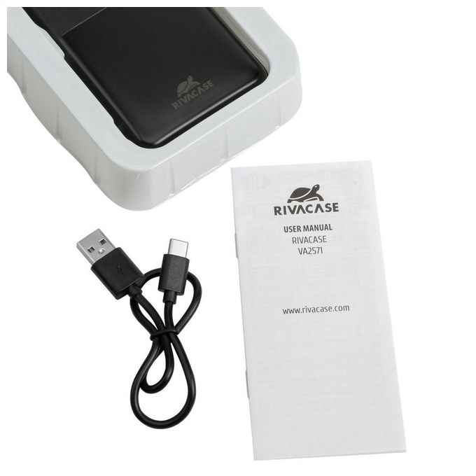 Rivacase VA2571 Power Bank Portatile 20000 mAh con Ricarica Rapida QC 3.0 e PD 3.0 Nero