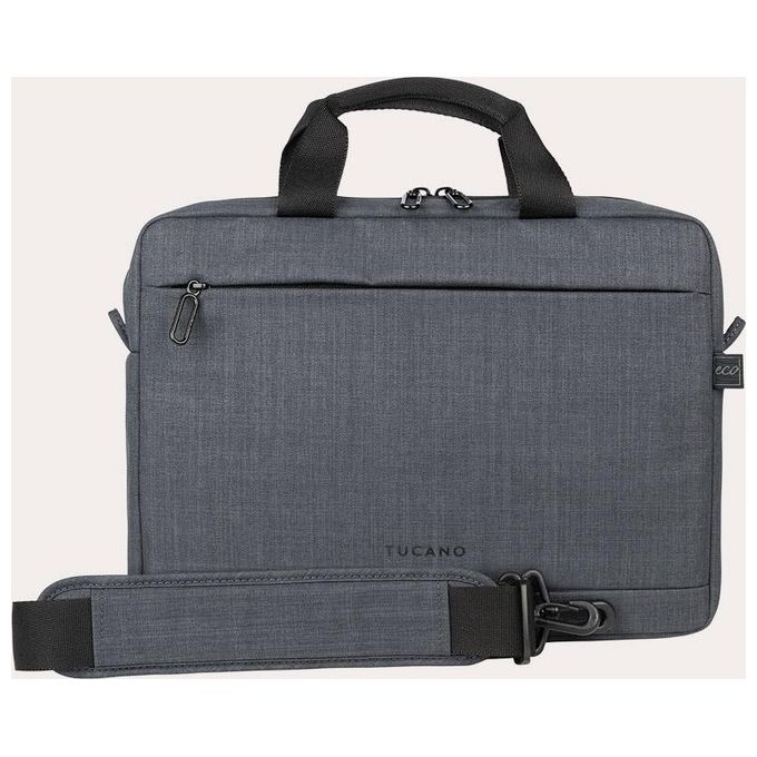 Tucano BSTOP1112-BK Stop Borsa per Notebook 11'' 12'' MacBook Air Pro 13'' Tessuto Riciclato Tracolla Rimovibile colore Nero
