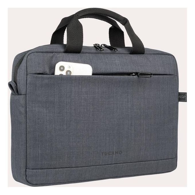 Tucano BSTOP1112-BK Stop Borsa per Notebook 11'' 12'' MacBook Air Pro 13'' Tessuto Riciclato Tracolla Rimovibile colore Nero