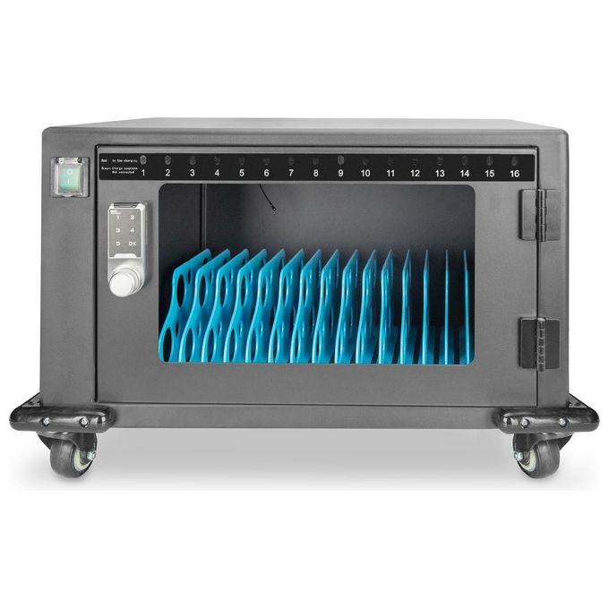 Digitus DN-45003 Armadio di Ricarica Mobile 16 Notebook Tablet 14'' 16x USB-A 5V 2,1A Ventilazione Attiva colore Nero